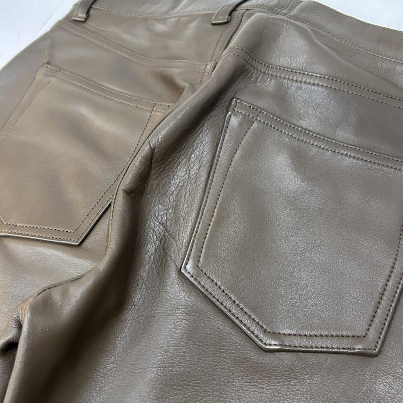 ＵＳＥＤ古着 USED/古着 ボトムス ボトムス plusmade レザーパンツ 牛革 ブラウン madeinjapan サイズM M 無地 茶 / ブラウン / brown メンズ USED 古着 中古 50149345