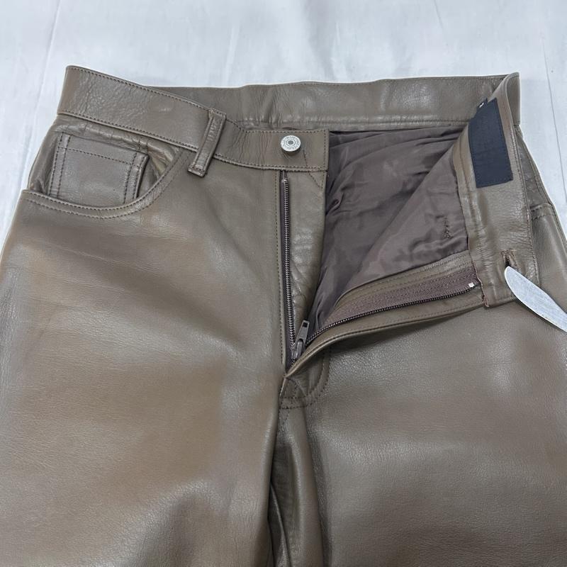 ＵＳＥＤ古着 USED/古着 ボトムス ボトムス plusmade レザーパンツ 牛革 ブラウン madeinjapan サイズM M 無地 茶 / ブラウン / brown メンズ USED 古着 中古 50149345
