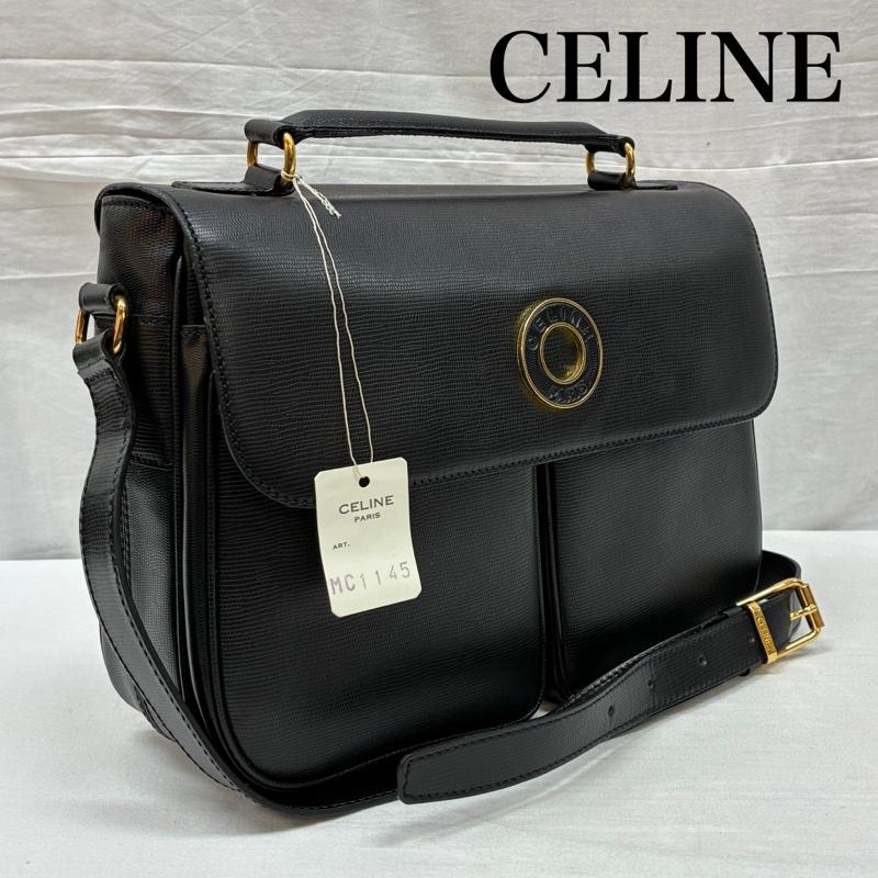 セリーヌ CELINE ショルダーバッグ ショルダーバッグ オールド サークル ロゴ レザー 2WAY ハンド ショルダー バッグ 斜め掛け ゴールド金具 - ロゴ、文字 黒 / ブラック / black X 金 / ゴールド / gold color レディース USED 古着 中古 50149436