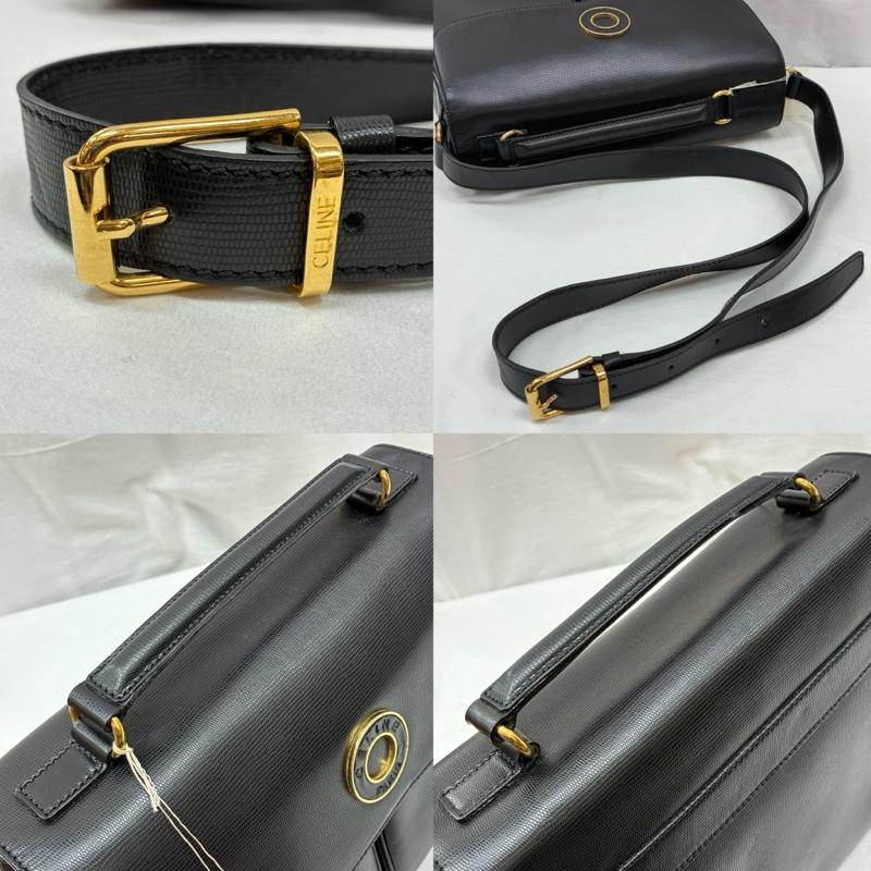 セリーヌ CELINE ショルダーバッグ ショルダーバッグ オールド サークル ロゴ レザー 2WAY ハンド ショルダー バッグ 斜め掛け ゴールド金具 - ロゴ、文字 黒 / ブラック / black X 金 / ゴールド / gold color レディース USED 古着 中古 50149436