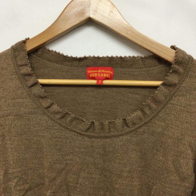 ヴィヴィアン ウエストウッド レッドレーベル Vivienne Westwood red label ニット、セーター 長袖 ヴィヴィアンウエストウッド 357-01-15103　6116M　ウール　薄手ニット 3 無地 茶 / ブラウン / brown レディース USED 古着 中古 50149447