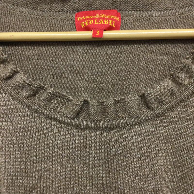 ヴィヴィアン ウエストウッド レッドレーベル Vivienne Westwood red label ニット、セーター 長袖 ヴィヴィアンウエストウッド 357-01-15103　6116M　ウール　薄手ニット 3 無地 茶 / ブラウン / brown レディース USED 古着 中古 50149447
