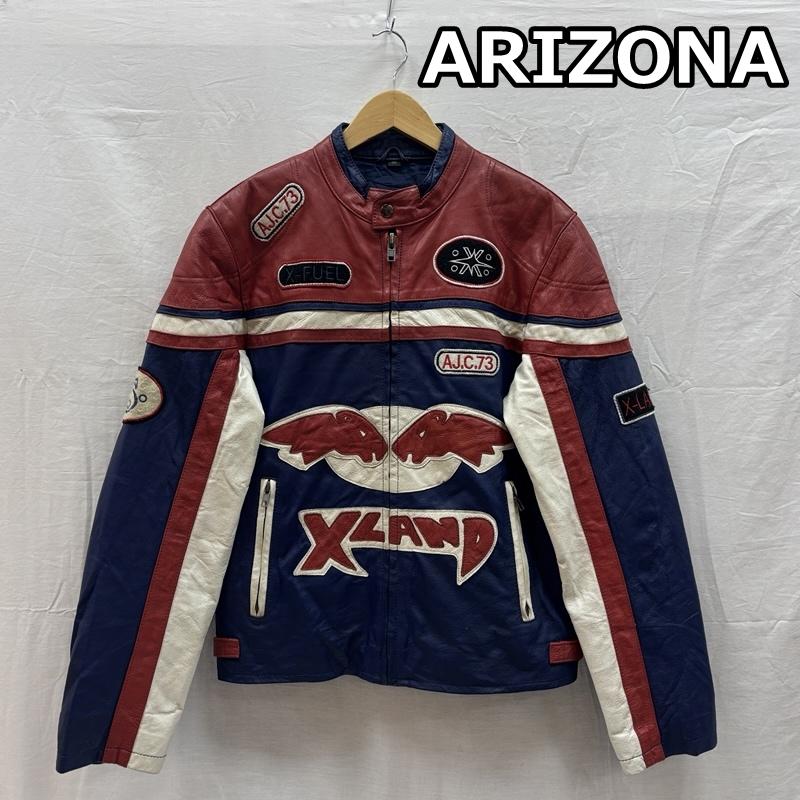 アリゾナ ARIZONA ジャケット、上着 レザージャケット XLAND シングル ライダース レーシング レザー ジャケット 46 メンズ USED 古着 中古 50149465