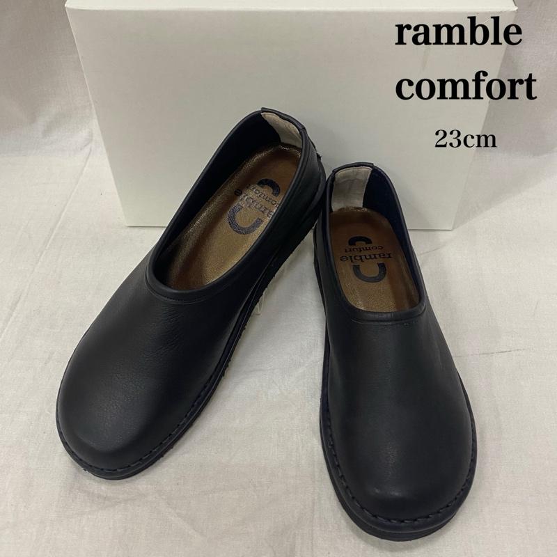 古着 USED スリッポン スリッポン ramble comfort(ランブルコンフォート)オイルシュリンク レザー フラット シューズ black 23cm 日本製 23.0cm 無地 黒 / ブラック / black レディース USED 古着 中古 50149476