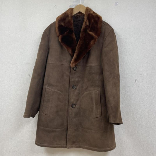 古着 USED コート コート一般 EL Gamo スペイン製 ムートン コート 羊革 レザー 80s 90s ランチコート 50 無地 茶 / ブラウン / brown メンズ USED 古着 中古 50149494