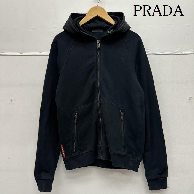 プラダ PRADA パーカー 長袖 ナイロン 切替 ジップ パーカー SJC185 R131 Q86 S 黒 / ブラック / black メンズ USED 古着 中古 50149513
