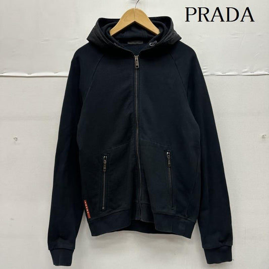 プラダ PRADA パーカー 長袖 ナイロン 切替 ジップ パーカー SJC185 R131 Q86 S 黒 / ブラック / black メンズ USED 古着 中古 50149513