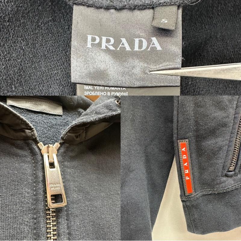 プラダ PRADA パーカー 長袖 ナイロン 切替 ジップ パーカー SJC185 R131 Q86 S 黒 / ブラック / black メンズ USED 古着 中古 50149513