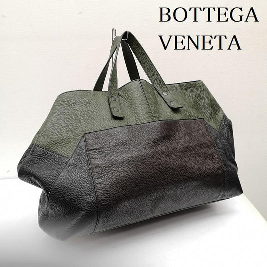 ボッテガヴェネタ BOTTEGA VENETA トートバッグ トートバッグ ダーク サージェント レザー トートバッグ - 緑 / グリーン / green X 黒 / ブラック / black メンズ USED 古着 中古 50149593
