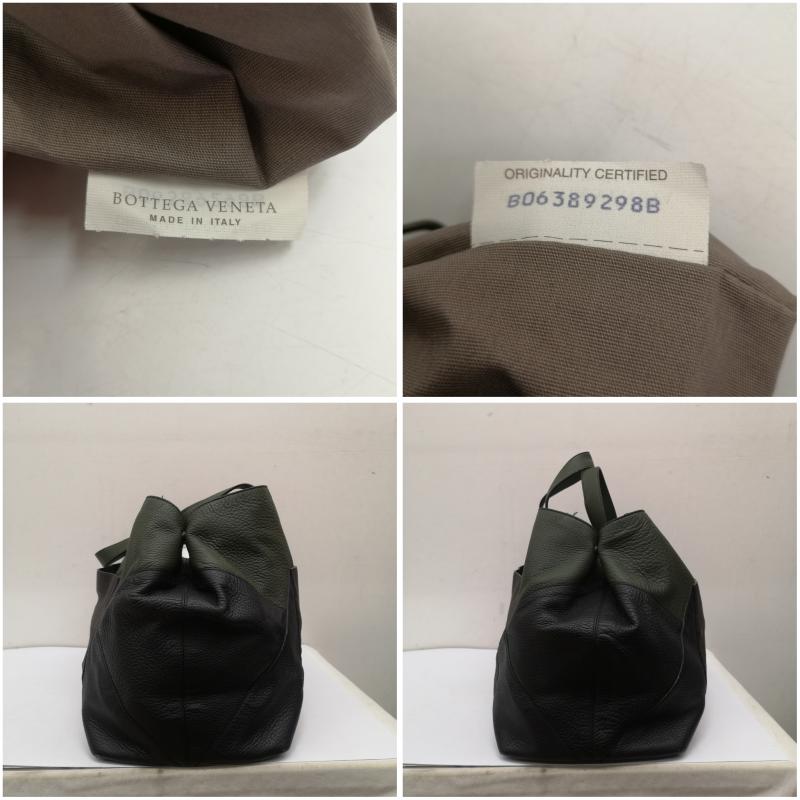 ボッテガヴェネタ BOTTEGA VENETA トートバッグ トートバッグ ダーク サージェント レザー トートバッグ - 緑 / グリーン / green X 黒 / ブラック / black メンズ USED 古着 中古 50149593