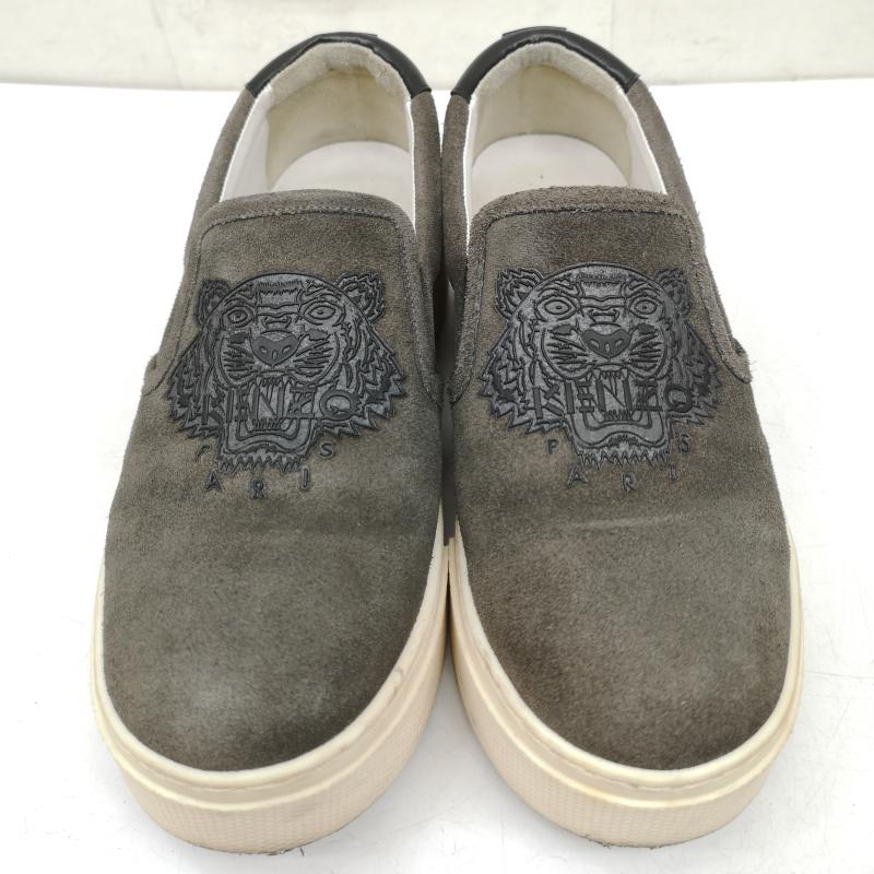 ケンゾー KENZO スニーカー スニーカー スエード スリッポン トラ 刺繍 38 24.0cm 灰 / グレー / gray レディース USED 古着 中古 50149609