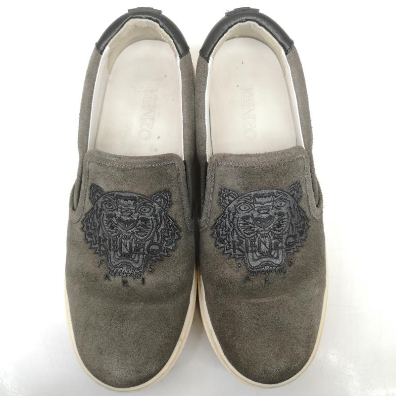 ケンゾー KENZO スニーカー スニーカー スエード スリッポン トラ 刺繍 38 24.0cm 灰 / グレー / gray レディース USED 古着 中古 50149609