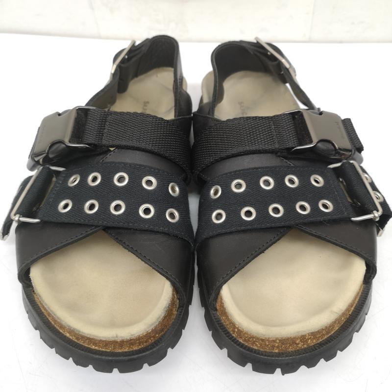 サカイ Sacai サンダル サンダル 21ss A.P.C. コラボ レザー サンダル Jules leather sandals 38 24.0cm 黒 / ブラック / black レディース USED 古着 中古 50149615