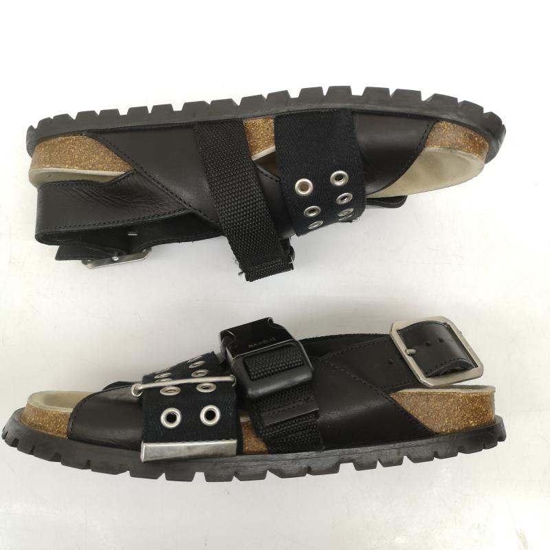 サカイ Sacai サンダル サンダル 21ss A.P.C. コラボ レザー サンダル Jules leather sandals 38 24.0cm 黒 / ブラック / black レディース USED 古着 中古 50149615
