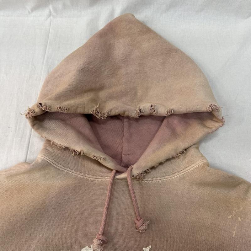バウワウ Bowwow パーカー 長袖 ST. MACLAREN UNIV. HOODIE AGED pink L 日本製 ダメージ加工 ヴィンテージ加工 完売品 L プリント 桃 / ピンク / pink メンズ USED 古着 中古 50149654