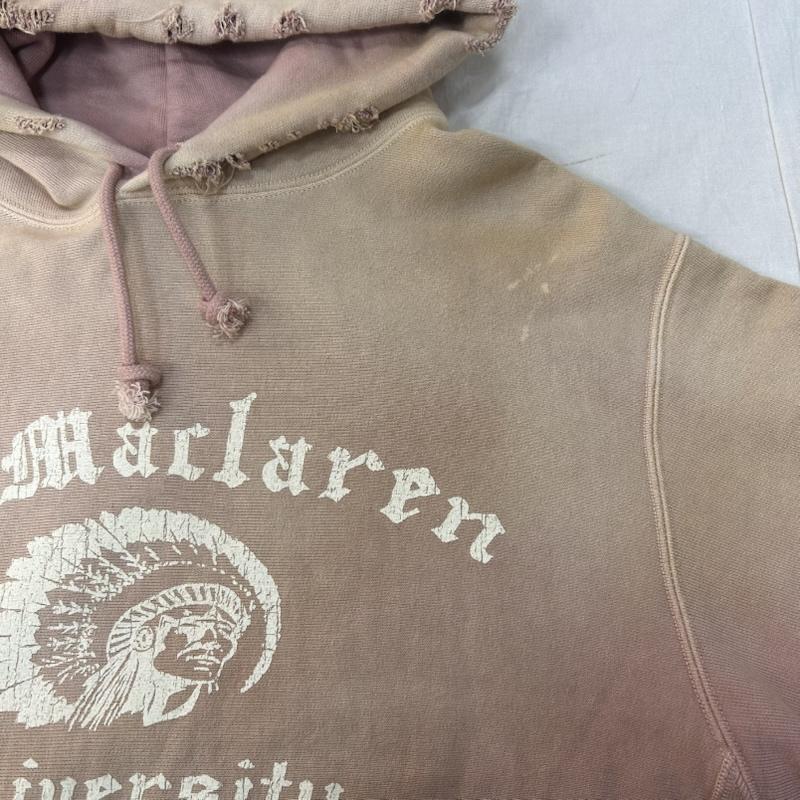 バウワウ Bowwow パーカー 長袖 ST. MACLAREN UNIV. HOODIE AGED pink L 日本製 ダメージ加工 ヴィンテージ加工 完売品 L プリント 桃 / ピンク / pink メンズ USED 古着 中古 50149654