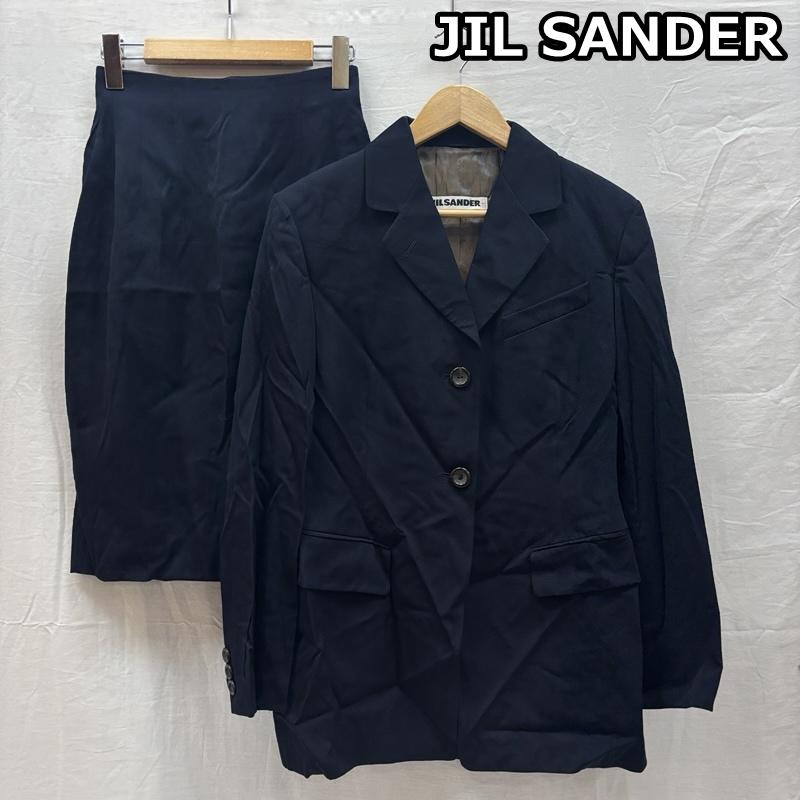 ジルサンダー JIL SANDER セットアップ セットアップ セットアップ テーラード ジャケット スカート ウール シルク D-OS6021 38 紺 / ネイビー / navy レディース USED 古着 中古 50149684
