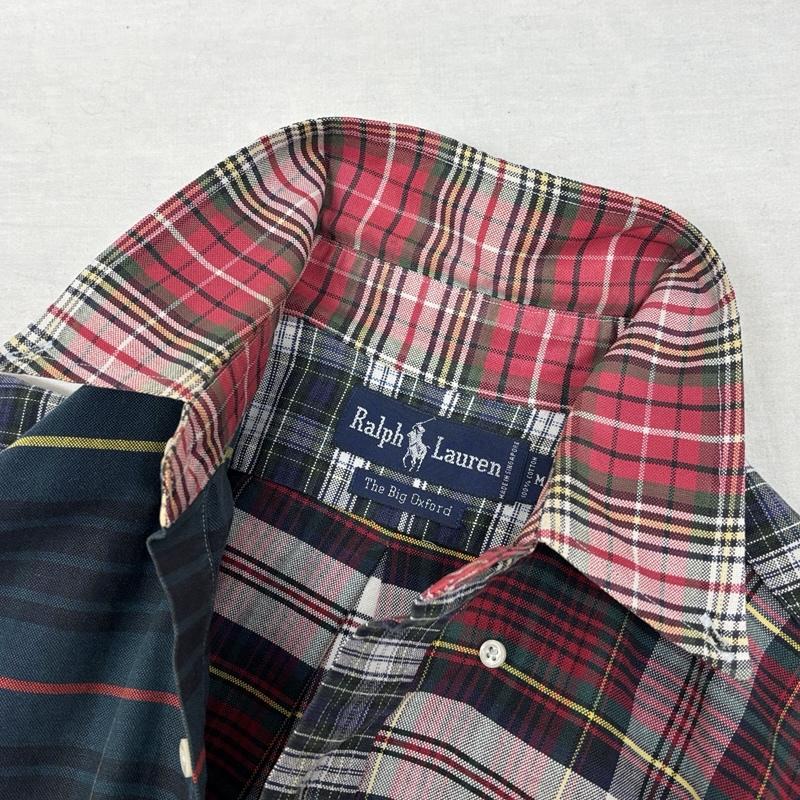 ラルフローレン RALPHLAUREN シャツ、ブラウス 長袖 90年代 ビンテージ シンガポール製 マルチチェック ボタンダウン シャツ 裾ポニー 90s VINTAGE M チェック メンズ USED 古着 中古 50149690