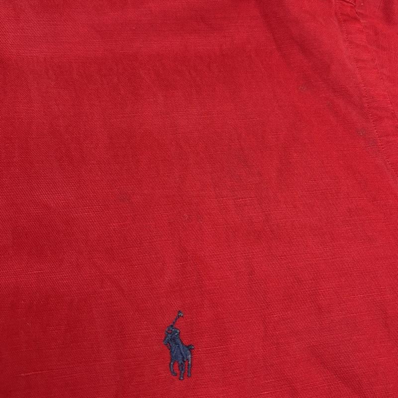 ラルフローレン RALPHLAUREN シャツ、ブラウス 長袖 90年代 ビンテージ 中国製 BLAKE シルク リネン ボタンダウン シャツ 90s VINTAGE L 赤 / レッド / red メンズ USED 古着 中古 50149692