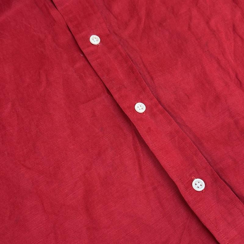 ラルフローレン RALPHLAUREN シャツ、ブラウス 長袖 90年代 ビンテージ 中国製 BLAKE シルク リネン ボタンダウン シャツ 90s VINTAGE L 赤 / レッド / red メンズ USED 古着 中古 50149692