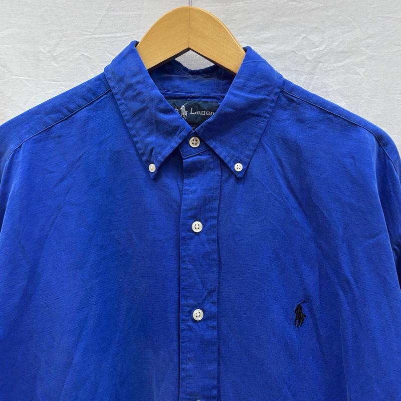 ラルフローレン RALPHLAUREN シャツ、ブラウス 長袖 90年代 ビンテージ 中国製 BLAKE シルク リネン ボタンダウン シャツ 90s VINTAGE L 青 / ブルー / blue メンズ USED 古着 中古 50149693