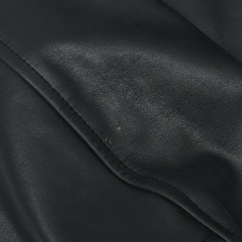 デンハム DENHAM ジャケット、上着 レザージャケット A-2 レザー ムートンボアカラー フライト ジャケット 牛革 シープ S 黒 / ブラック / black メンズ USED 古着 中古 50149701