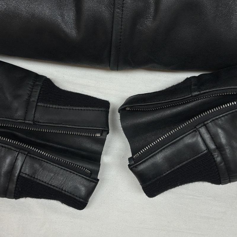 デンハム DENHAM ジャケット、上着 レザージャケット A-2 レザー ムートンボアカラー フライト ジャケット 牛革 シープ S 黒 / ブラック / black メンズ USED 古着 中古 50149701