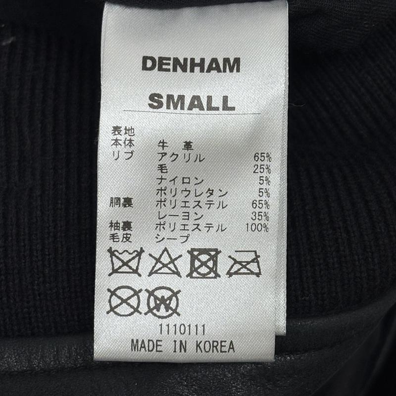 デンハム DENHAM ジャケット、上着 レザージャケット A-2 レザー ムートンボアカラー フライト ジャケット 牛革 シープ S 黒 / ブラック / black メンズ USED 古着 中古 50149701