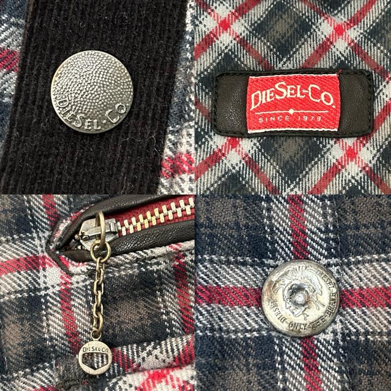 ディーゼル DIESEL ジャケット、上着 ジャンパー、ブルゾン フランネルジャケット ボックスシルエット チェック柄 袖襟コーデュロイ サイズM M チェック メンズ USED 古着 中古 50149741