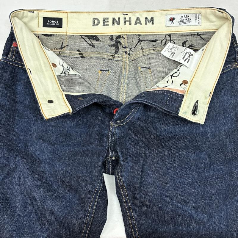 デンハム DENHAM パンツ デニム、ジーンズ JAPAN ARTISAN 390本限定 FORGE RELAXED FIT セルビッチ ボタンフライ デニムパンツ 29インチ ワンポイント X ロゴ、文字 インディゴ / インディゴ / Indigo メンズ USED 古着 中古 50149817