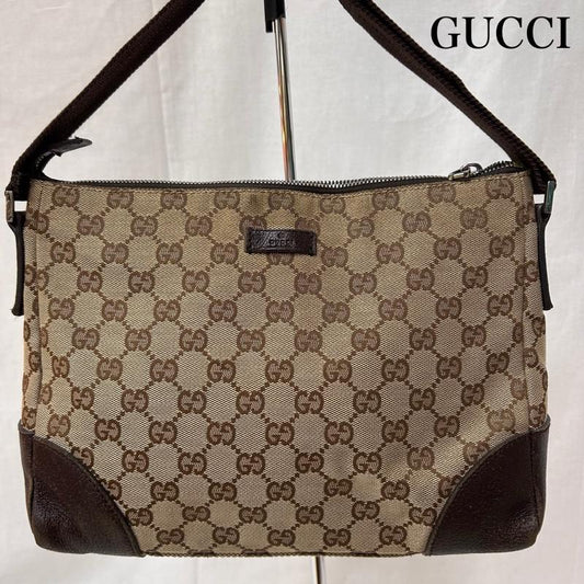 グッチ GUCCI ショルダーバッグ ショルダーバッグ GGキャンパス 斜め掛け レザーバッグ クロスボディバッグ ブラウン - 総柄 茶 / ブラウン / brown レディース USED 古着 中古 50149837