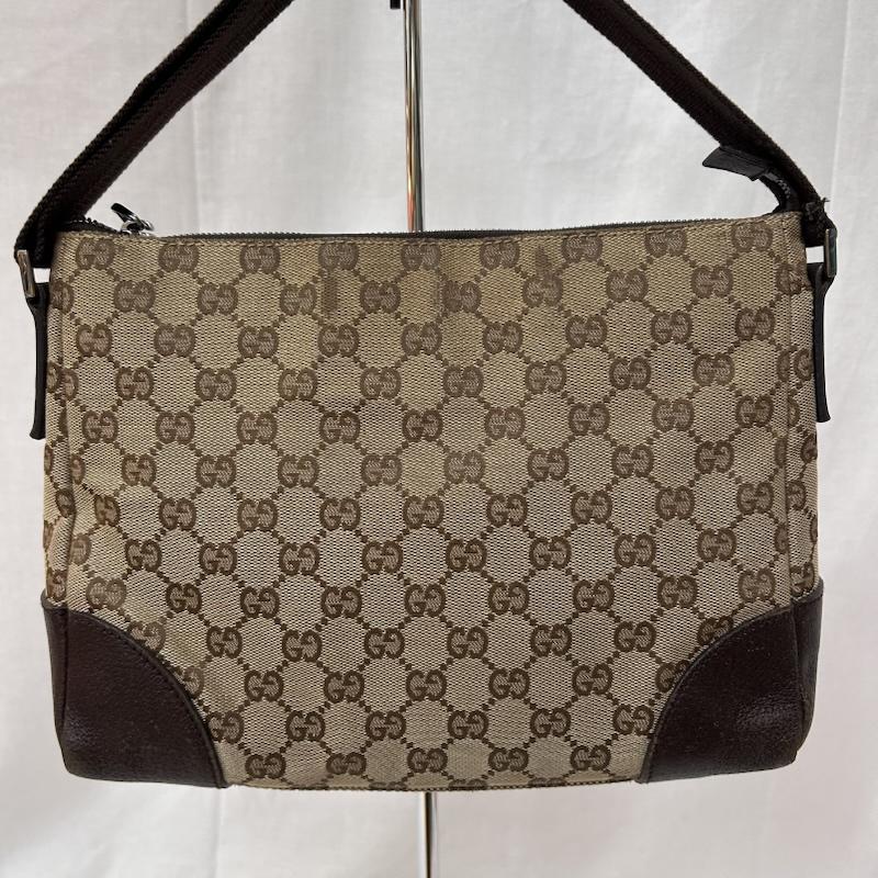 グッチ GUCCI ショルダーバッグ ショルダーバッグ GGキャンパス 斜め掛け レザーバッグ クロスボディバッグ ブラウン - 総柄 茶 / ブラウン / brown レディース USED 古着 中古 50149837