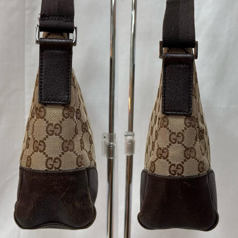 グッチ GUCCI ショルダーバッグ ショルダーバッグ GGキャンパス 斜め掛け レザーバッグ クロスボディバッグ ブラウン - 総柄 茶 / ブラウン / brown レディース USED 古着 中古 50149837