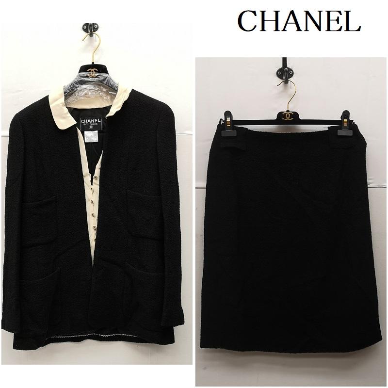 シャネル CHANEL セットアップ セットアップ 98P P11175W02416 B1086 ウール シルク セットアップ ヴィンテージ ココマーク 42 黒 / ブラック / black レディース USED 古着 中古 50149890