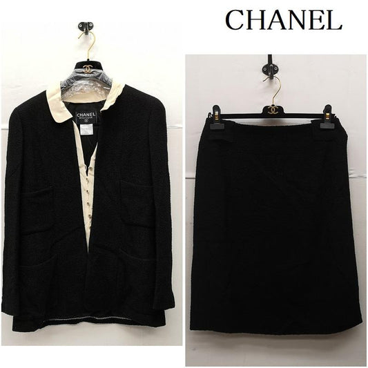 シャネル CHANEL セットアップ セットアップ 98P P11175W02416 B1086 ウール シルク セットアップ ヴィンテージ ココマーク 42 黒 / ブラック / black レディース USED 古着 中古 50149890