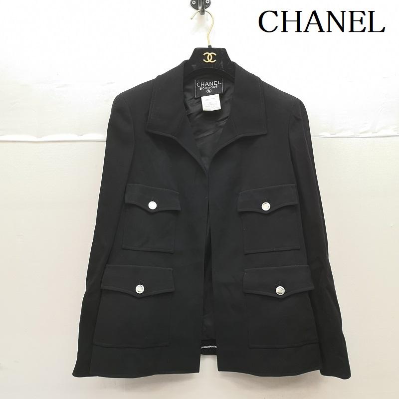 シャネル CHANEL ジャケット、上着 ジャケット、ブレザー オープンフロント ジャケット 97P P07262V05400 42 黒 / ブラック / black レディース USED 古着 中古 50149899