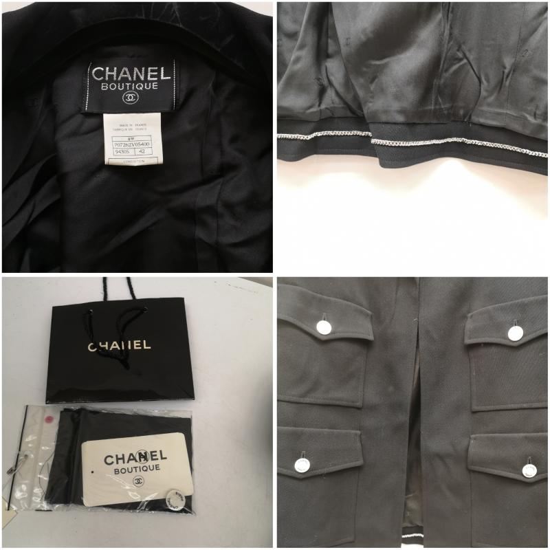 シャネル CHANEL ジャケット、上着 ジャケット、ブレザー オープンフロント ジャケット 97P P07262V05400 42 黒 / ブラック / black レディース USED 古着 中古 50149899