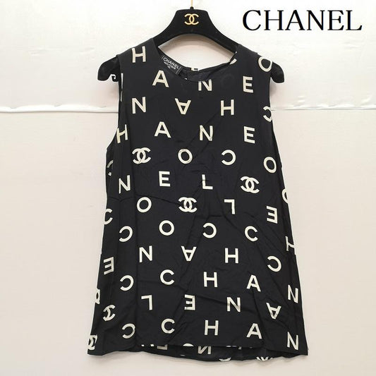 シャネル CHANEL シャツ、ブラウス 半袖 P07947V05558 97P ココロゴ シルク ノースリーブ ブラウス 40 黒 / ブラック / black レディース USED 古着 中古 50149901