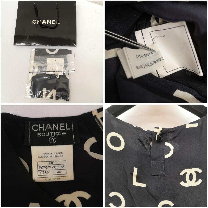 シャネル CHANEL シャツ、ブラウス 半袖 P07947V05558 97P ココロゴ シルク ノースリーブ ブラウス 40 黒 / ブラック / black レディース USED 古着 中古 50149901