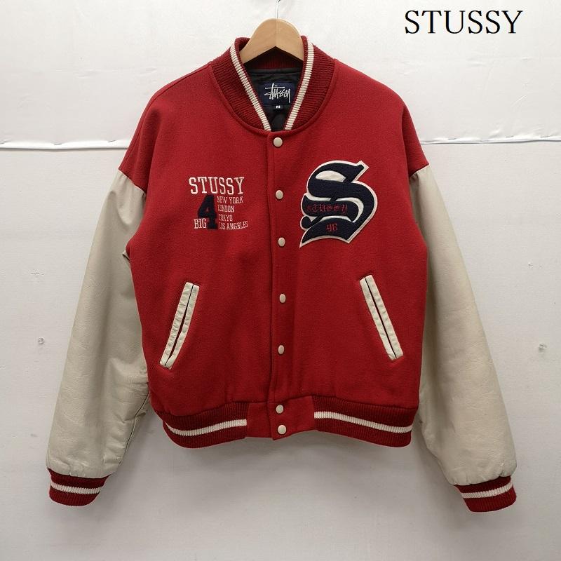 ステューシー STUSSY ジャケット、上着 ジャンパー、ブルゾン 98年 USA製 OLD BIG 4 JACKET ビッグ4 袖革 スタジャン M 赤 / レッド / red メンズ USED 古着 中古 50149919