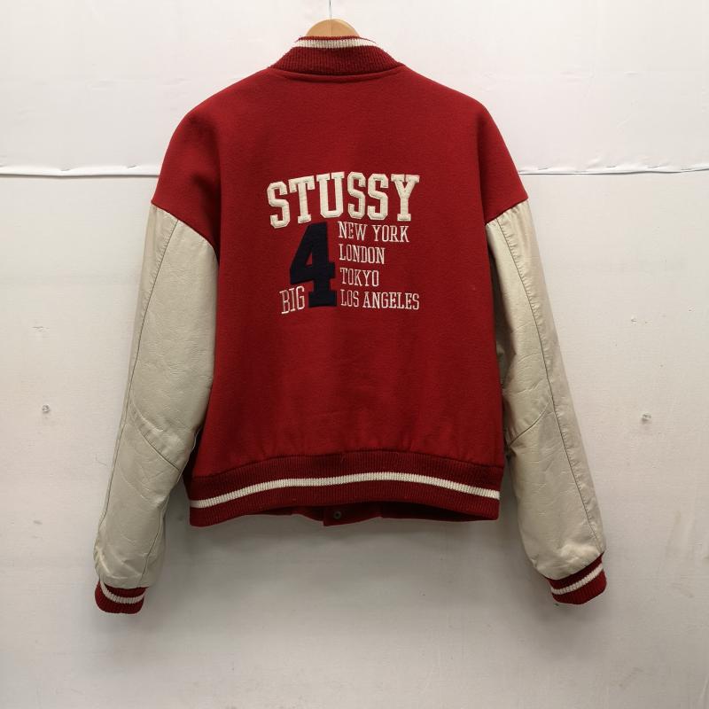 ステューシー STUSSY ジャケット、上着 ジャンパー、ブルゾン 98年 USA製 OLD BIG 4 JACKET ビッグ4 袖革 スタジャン M 赤 / レッド / red メンズ USED 古着 中古 50149919