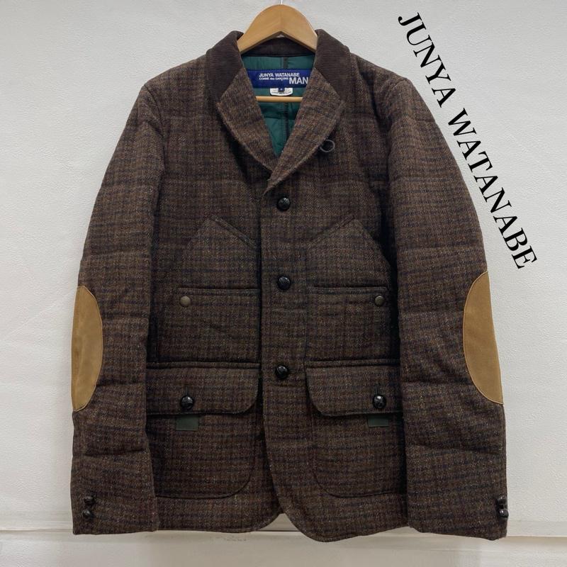 コムデギャルソン・ジュンヤワタナベマン COMME des GARCONS JUNYA WATANABE MAN ジャケット、上着 ジャンパー、ブルゾン ツイードジャケット Padding Tweed Jacket エルボーパッチ コーデュロイ切替 チェック 茶 / ブラウン / brown メンズ USED 古着 中古 50149927