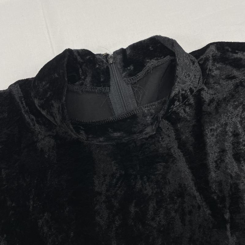 ローブドシャンブル コムデギャルソン robe de chambre COMME des GARCONS カットソー 長袖 ファネルネック カットソー ベルベット 異素材切替 RT050090 黒 / ブラック / black レディース USED 古着 中古 50149938