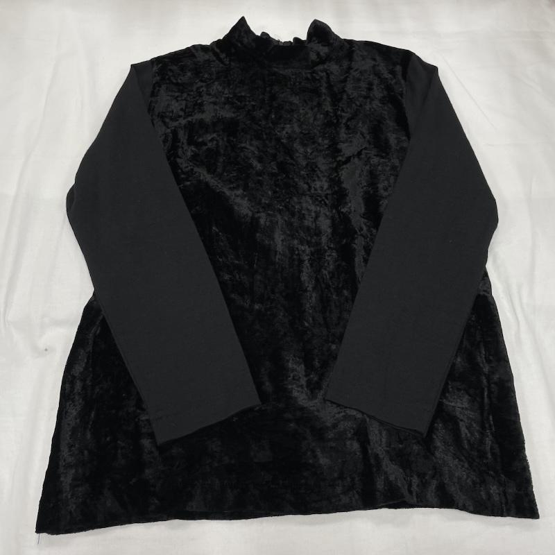 ローブドシャンブル コムデギャルソン robe de chambre COMME des GARCONS カットソー 長袖 ファネルネック カットソー ベルベット 異素材切替 RT050090 黒 / ブラック / black レディース USED 古着 中古 50149938
