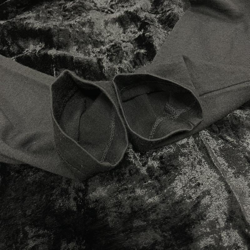 ローブドシャンブル コムデギャルソン robe de chambre COMME des GARCONS カットソー 長袖 ファネルネック カットソー ベルベット 異素材切替 RT050090 黒 / ブラック / black レディース USED 古着 中古 50149938