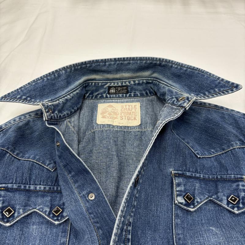 エヴィス EVISU シャツ、ブラウス 長袖 インディゴデニムシャツ ウエスタンシャツ Lot 3401 スナップボタン 40 メンズ USED 古着 中古 50149957