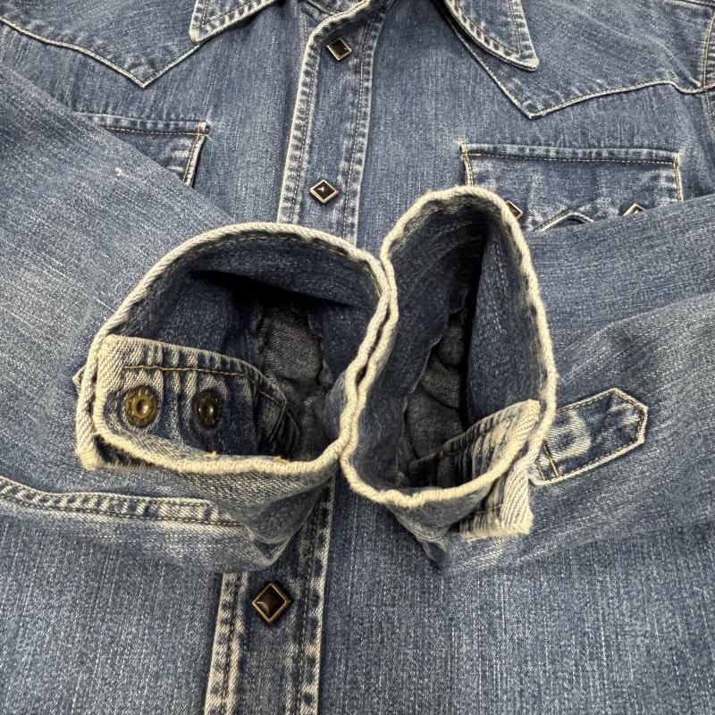 エヴィス EVISU シャツ、ブラウス 長袖 インディゴデニムシャツ ウエスタンシャツ Lot 3401 スナップボタン 40 メンズ USED 古着 中古 50149957