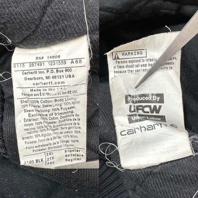 カーハート Carhartt ジャケット、上着 ジャンパー、ブルゾン USA製 企業ロゴ 刺繍 ダック アクティブ ジャケット J140 XXL 黒 / ブラック / black メンズ USED 古着 中古 50149961