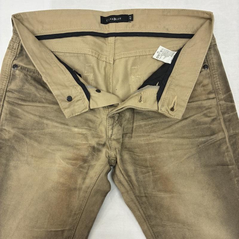 シウ゛ァーライズ CIVARIZE ボトムス ボトムス 製品染め ヒゲ フレア ダメージ スキニー パンツ グランジ Y2K 42 ダメージ加工 メンズ USED 古着 中古 50149970