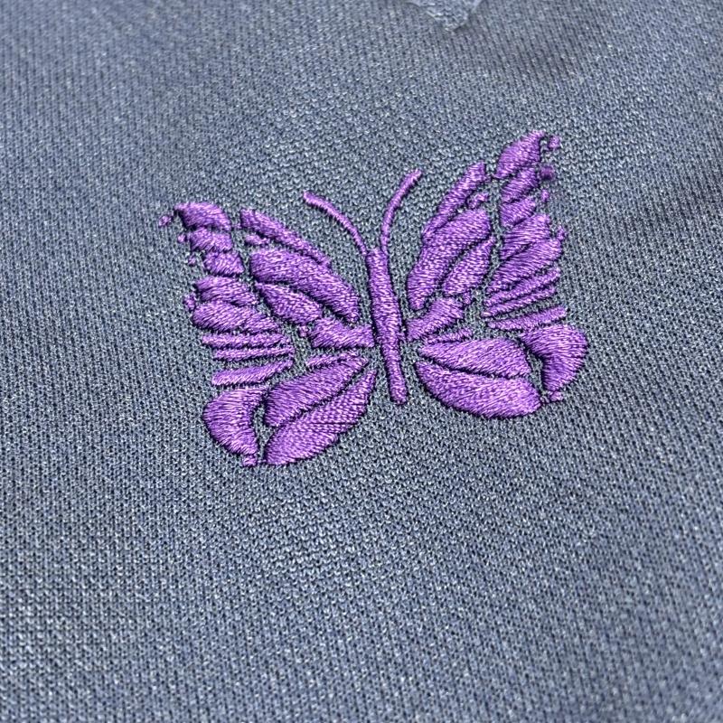 ニードルス Needles パンツ スラックス ブーツカット トラックパンツ FK195 蝶 刺繍 ゴムウエスト サイドライン ジップポケット XS 紺 / ネイビー / navy X 緑 / グリーン / green X 紫 / パープル / purple メンズ USED 古着 中古 50149980